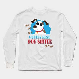 World's Best Dog Sitter Cool Mutt with Sunglasses Long Sleeve T-Shirt